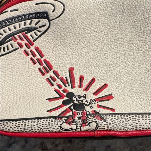 Rare Vintage 90s Mickey Mouse Coach Red and White UFO Crossbody Bag - Picture 2 of 6